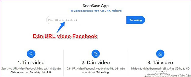 Cách tải video Facebook bằng snapsave