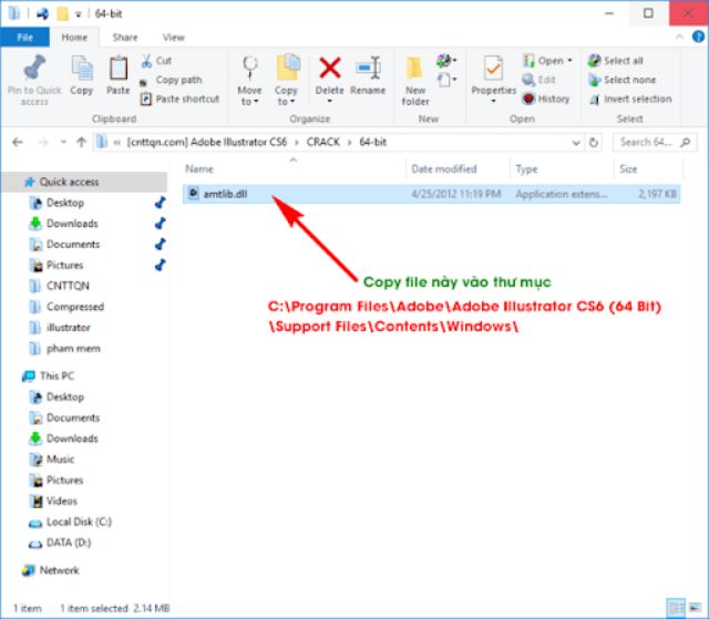 Click vào file amtlib.dll