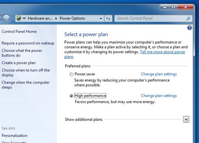 Kiểm tra power plan